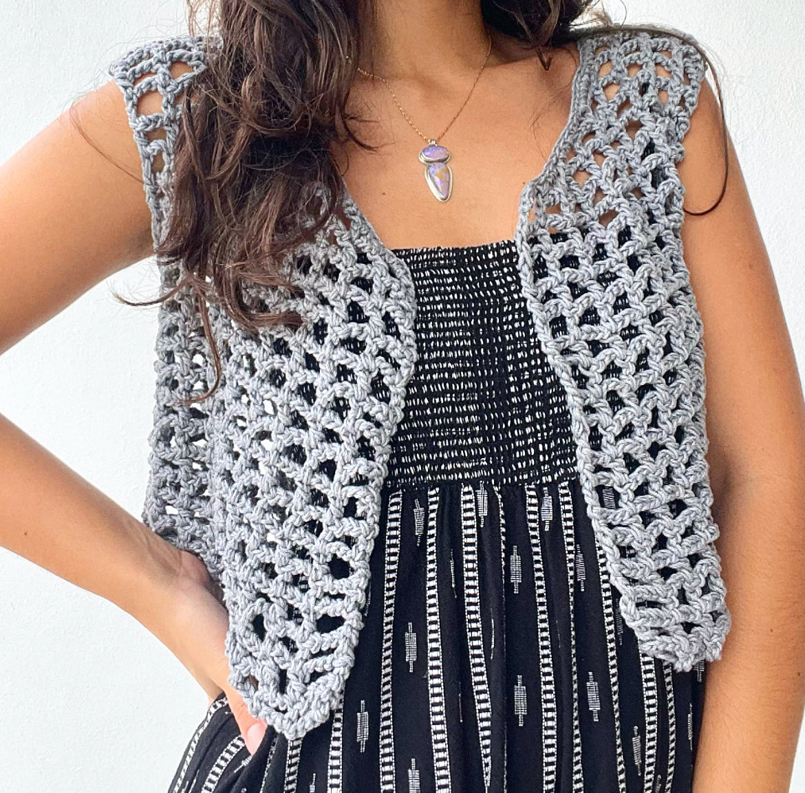 Crochet Crop Mesh Cardigan