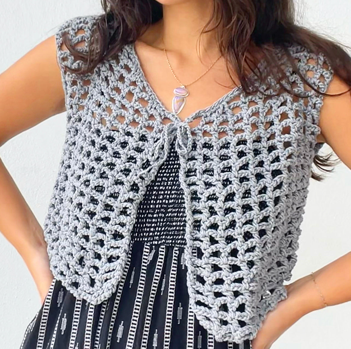 Crochet Crop Mesh Cardigan